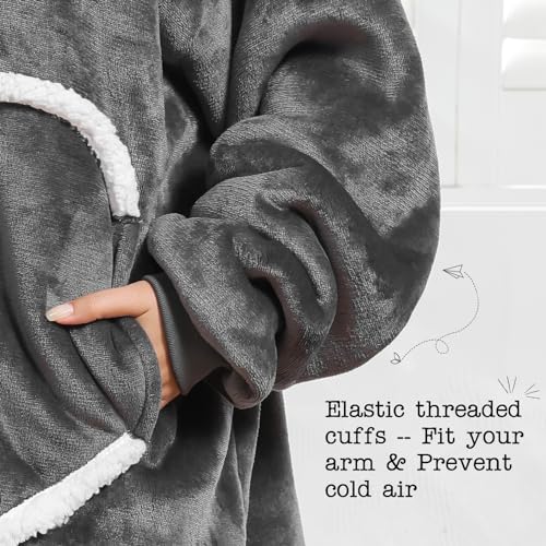 Image of Oversized Wearab Blanket Hoodie, Cozy Flannel Blanket with Sleeves and Zipper for Women, Mens, Teens