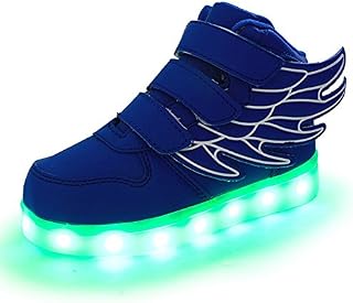 Kid Boy Girl Upgraded USB Charging LED Light Up Sport Wings Shoes Flashing