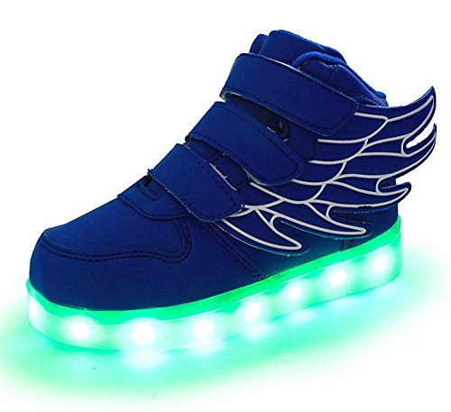Kid Boy Girl Upgraded USB Charging LED Light Up Sport Wings Shoes Flashing
