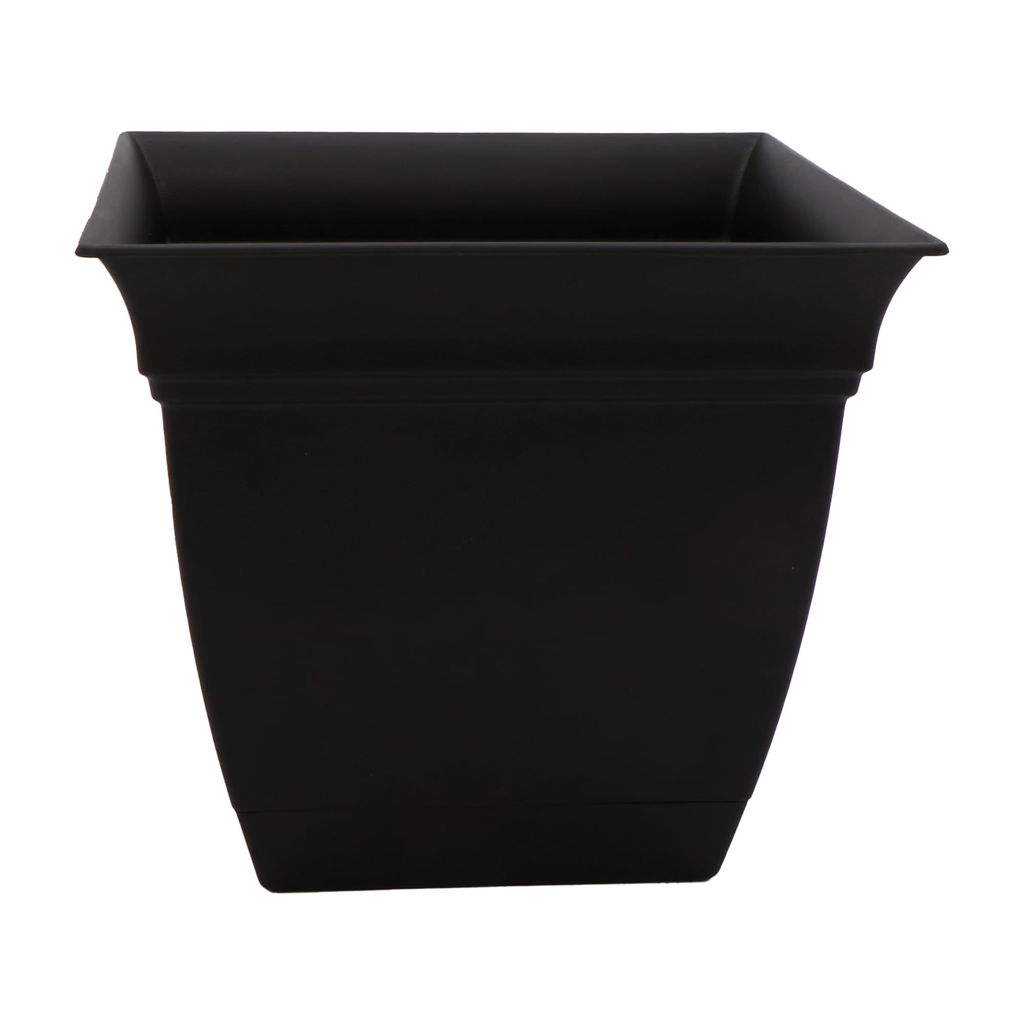 The HC Companies Eclipse Square Plastic Planter w/ Attached Saucer - Outdoor & Indoor Plant Pot with Drainage Holes - Lightweight, UV-Resistant Plastic Pots For Plants (12" Black, Pack of 1)