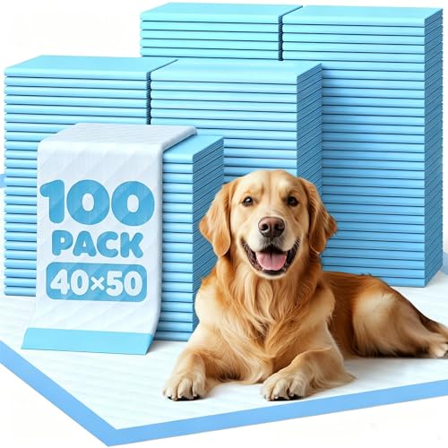 Empapadores Perros 40x50cm, 100 Unidades Alfombrillas Desechables para Mascotas,Almohadillas de adiestramiento de Perros y Cachorros,Base Impermeable Antifugas