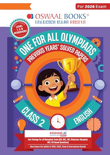 Image of Oswaal One For All Olympiads Class 2 English Prep-Guide Book | Chapter-wise Previous Years' Solved Papers | Questions for SOF IEO & Other Olympiad Exams 2026 | With Sample Practice Papers & Oswaal.AI