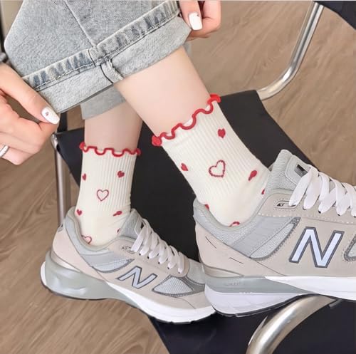 Image of Women's Cute Crew Socks, Casual Athletic Cotton Bowknot Cherry Calf Novelty Socks for Women