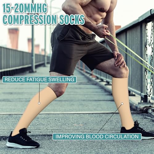Image of 3 Pairs Compression Socks for Women & Men 15-20 mmHg- Best Support for Nurses, Running, Hiking, Recovery & Flight Socks