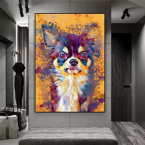 MROUBAO Chihuahua Cane Animale—DIY 5d Diamond Painting,—Kit Punto Croce,Kit Ricamo,—per la Decorazione d'Arte Regalo della Parete di casa—40x50cmSenza Cornice
