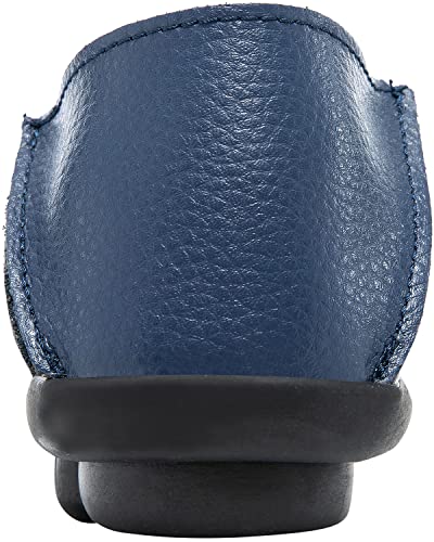 Image of Women's Leather Loafers Slip On Flats Casual Round Toe Moccasins Wild Breathable Comfortable Walking Working Driving Long Standing Fashion Soft Shoes
