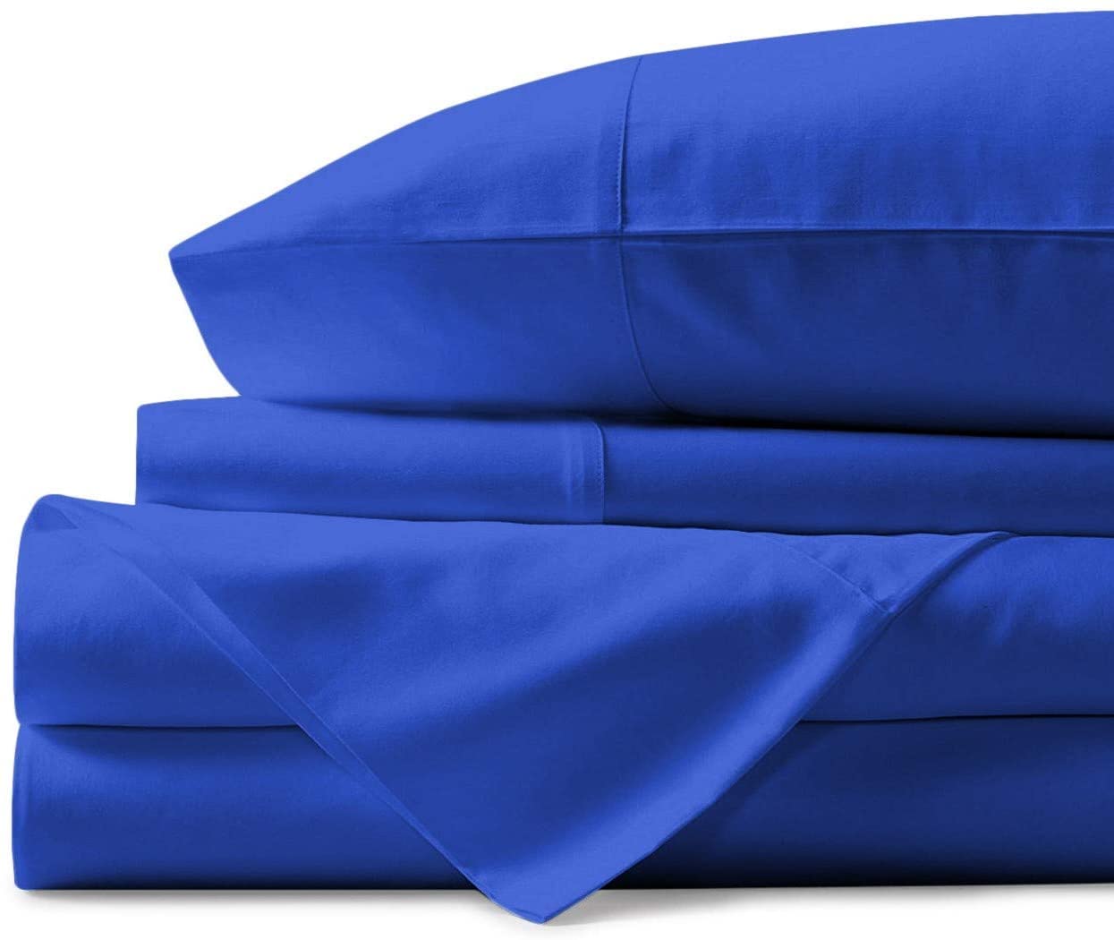 LUXURIOUS BEDDING Soft Material 21" Deep Pocket 4 PC Bed Sheet Set 800-Thread-Count Egyptian Cotton Wrinkle & Fade Resistant UK Single Size Royal Blue Solid