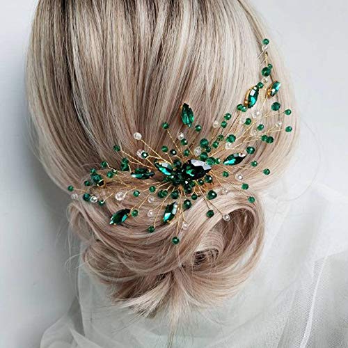 Peine Kercisbeauty Boho Crystal Verde para Boda miniatura 2