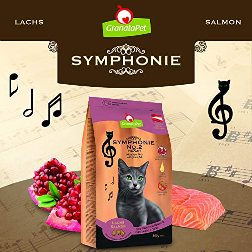 GranataPet Symphonie No. 2 Lachs, Trockenfutter für Katzen, Alleinfuttermittel ohne Getreide & Zuckerzusätze, schmackhaftes Katzenfutter mit edlem Fisch, 300 g