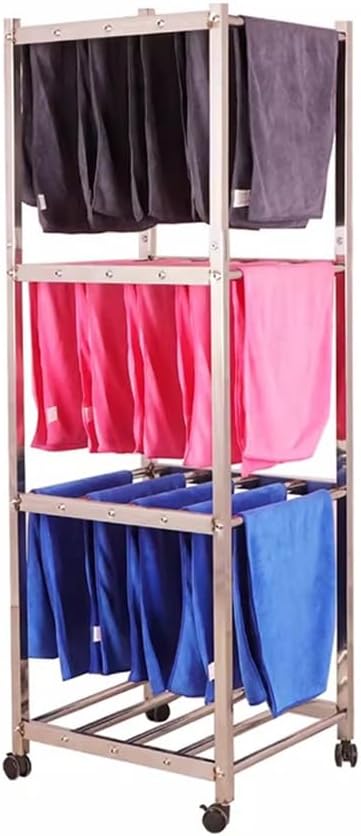 Foldable Space-Saving Clothes Rack Floor-Standing Clothes Rack Tripod Portable Rotating Clothes Rack，Stainless Steel Towel Rack with Wheels, Indoor/Outdoor Clothes Drying Stand, Versatile Ga