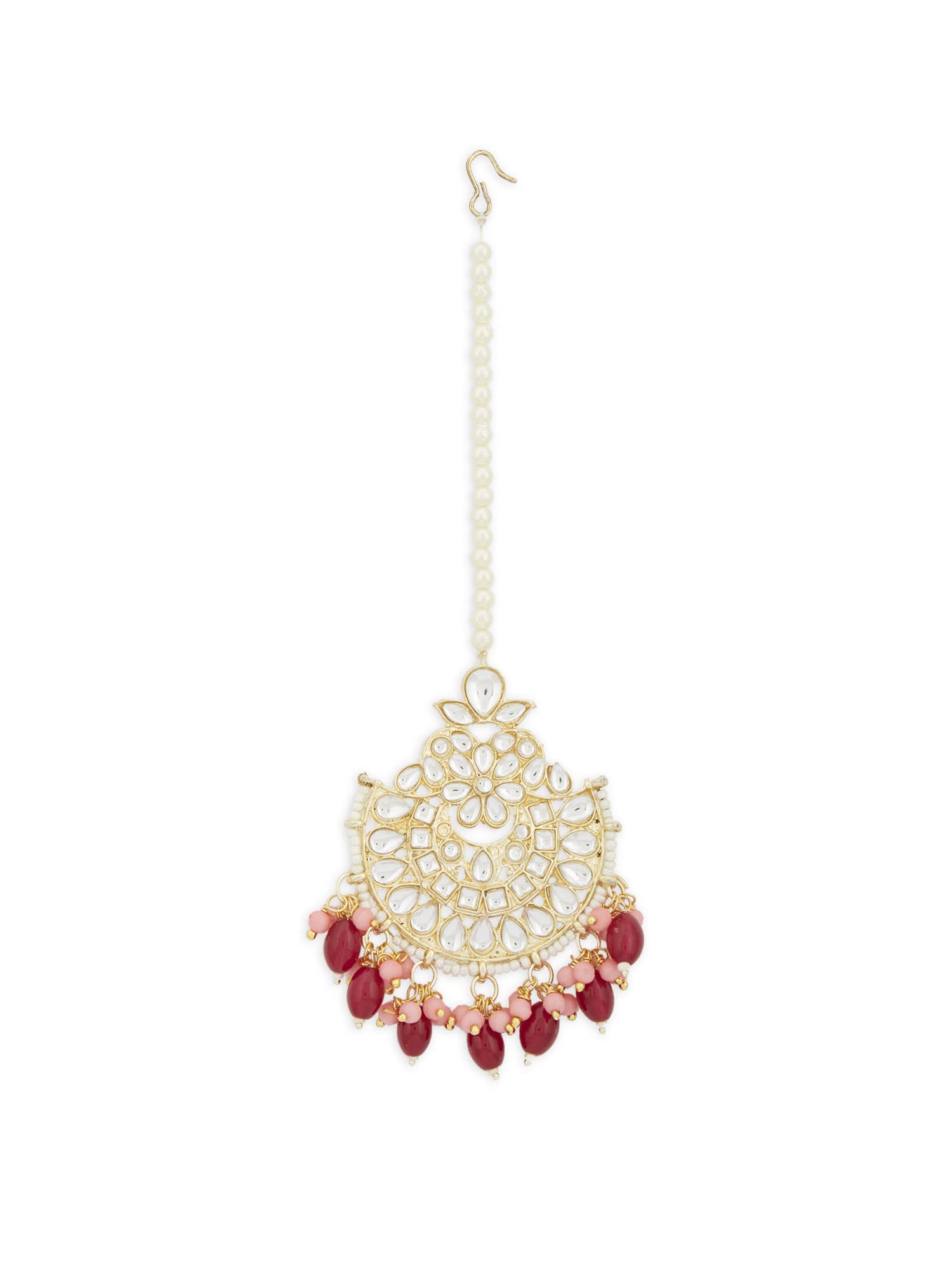 Zaveri Pearls Pink & Maroon Cluster Beads Drop Bridal Kundan Maangtikka For Women-ZPFK13537 (B09Z6XWY11) Amazon Price History, Amazon Price Tracker