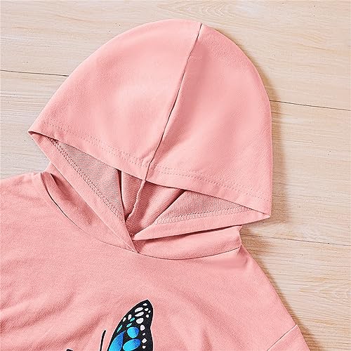 Girls Tracksuit Athletic Sweatsuits Butterfly Print Hoodies Cropped Sweatshirts and Jogger Sweatpants Clothing Sets2