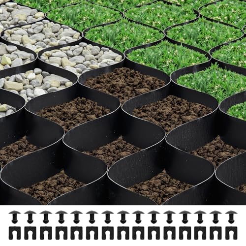 VEVOR Stabilisateur de Gravier, 8,2x1,2 m, Grille de Stabilisation de Sol Géocellulaire, Profondeur 50 mm, Retenue de Gazon au Sol Stable, pour Allée, Patio, Jardin, Terrasse, Surfaces Planes, Pentes