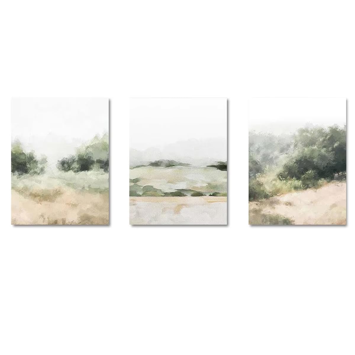 AEFOUU 3pcs Wall Art Pastoral Landscape Mountains Forest Prints Poster Modern Abstract Aesthetic Canvas Painting Home Decor Picture(30x42cm/12x17in/Frameless)