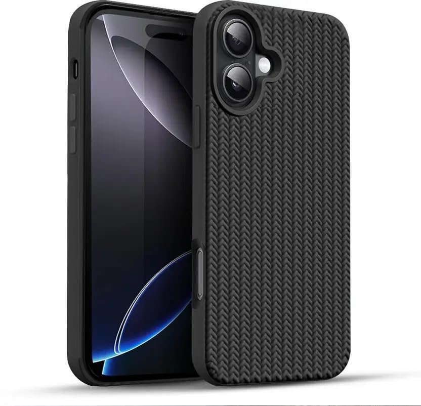 Image of Compatible with iPhone 17 | Premium Textured Microfiber Candy Protective Case | Shock-Absorbing Back Cover with Enhanced Camera Guard (Black)