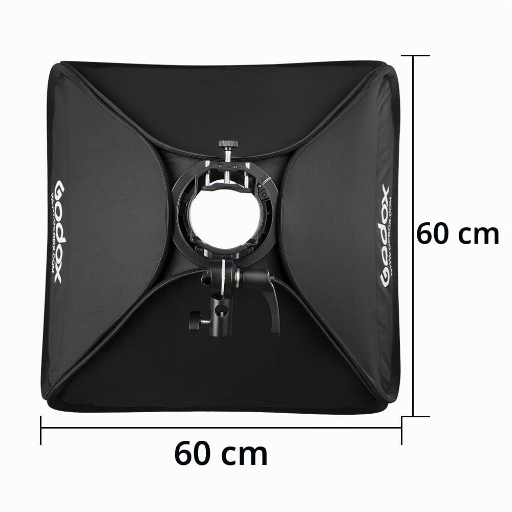 Godox Kit de boîte à lumière 60 x 60 cm avec support S2 en S avec grille, SGGV6060, convient pour Studio Godox V1, AD200PRO, V860II, TT685, TT350, AD400PRO, V1PRO, V100