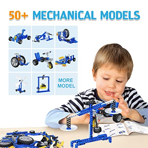 Mechanical Building Toys For Boys Age 8-12, 50 Stem Projects For Kids Ages 8-12 With 325 Pcs Building Blocks, Stem Toys For 6 7 8 9 10 Year Old Boys, Science Kit Birthday Xmas Gifts For Kids 6+ #TOP1