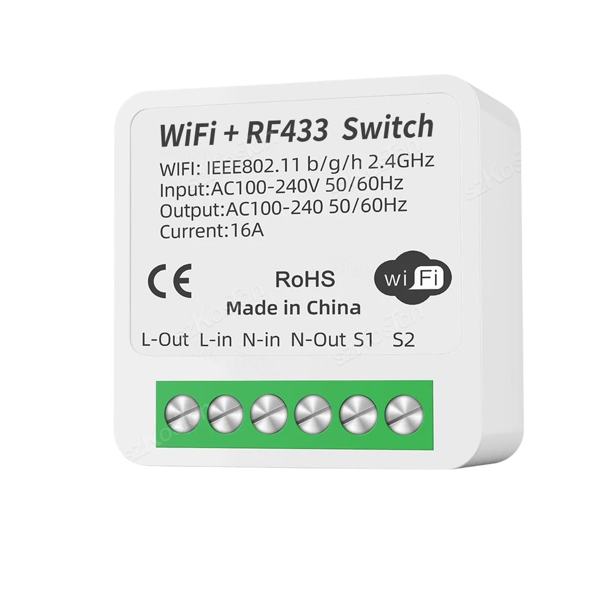 Tuya Rf433 WF Smart Switch Module 16A Mini Relay Receiver DIY Smart Home Automation Controller Compatible with Alexa