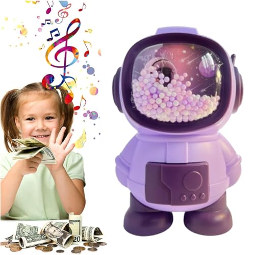 Image of Money Saving Bank with Coin Slot / /Creative Cartoon Design Money Bank / /Plastic Piggy Bank for Boys & Girls (Pack of 1) (Astronaut - Purple)