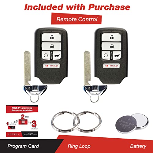 Keylessoption Keyless Entry Remote Start Smart Car Key Fob For Honda Pilot Cr-V Civic 2016-19 Kr5V2X (Pack Of 2) #TOP1