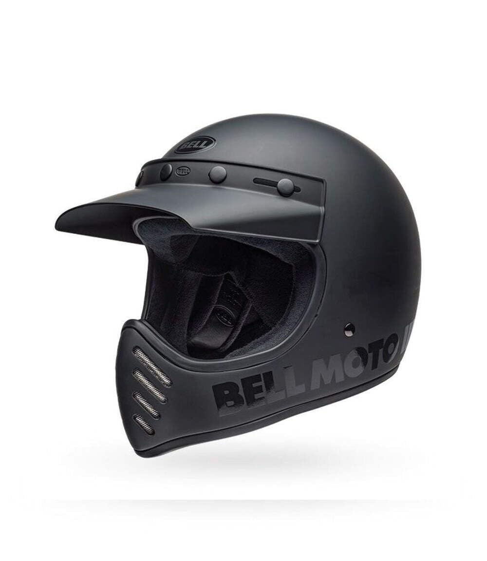 Bell Moto-3 Classic ECE Casque Rétro Sportif, Design Original Inspiré, Protection et Confort pour MX & Off-Road, Couleur : Matte Black, Taille : S