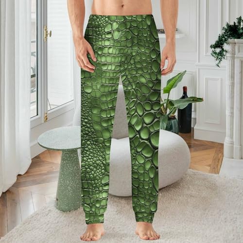 Green Alligator Skin Pattern Men's Pajama Bottoms Sleep Lounge Soft Comfy Pants Sleepwear2