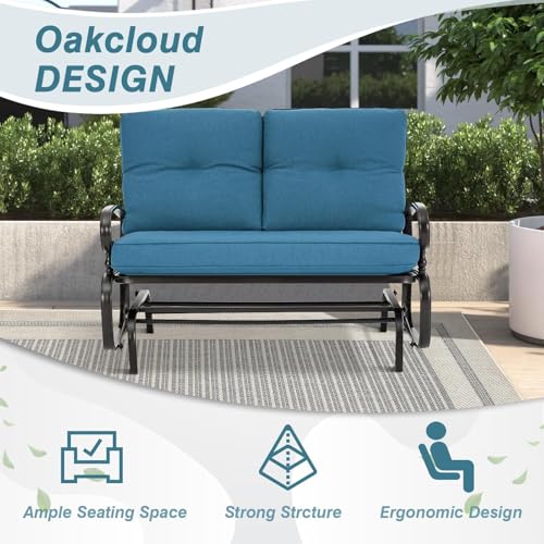 image for Oakmont Outdoor Glider Rocking Bench 2 Person Patio Loveseat Steel Fra