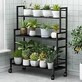 Estante de metal resistente de 3 niveles con ruedas, estante de escalera y zapatero con acero