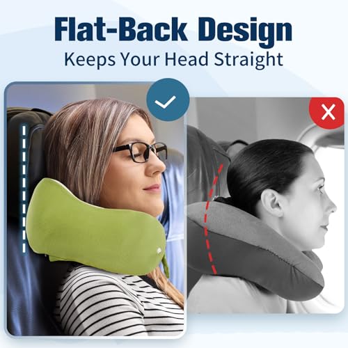 Image of Cirorld Neck Pillow for Traveling, Travel Pillows for Airplanes,100% Pure Memory Foam Travel Neck Pillow, Adjustable Flight Pillow, Portable Plane Accessories with Eye Mask, Earplugs, Carry Bag