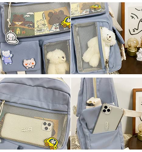 Huafook Kawaii Backpack With Kawaii Pin Cute Accessories ?Kawaii Girl Backpack Cute Backpack Cute Aesthetic Backpack For School (Black,One Size) #TOP3