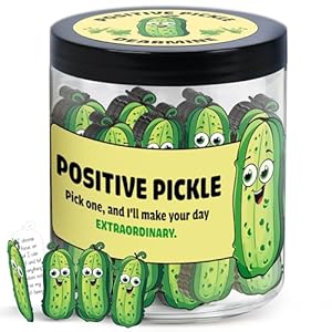DEARMINE 60 Positive Pickle Cards Jar, Stocking Stuffers, Xmas Christmas White Elephant Gifts for Teenage, Women, Adults, Mom, Teachers, Sisters, Friends, Teen Girl Gifts Trendy Stuff