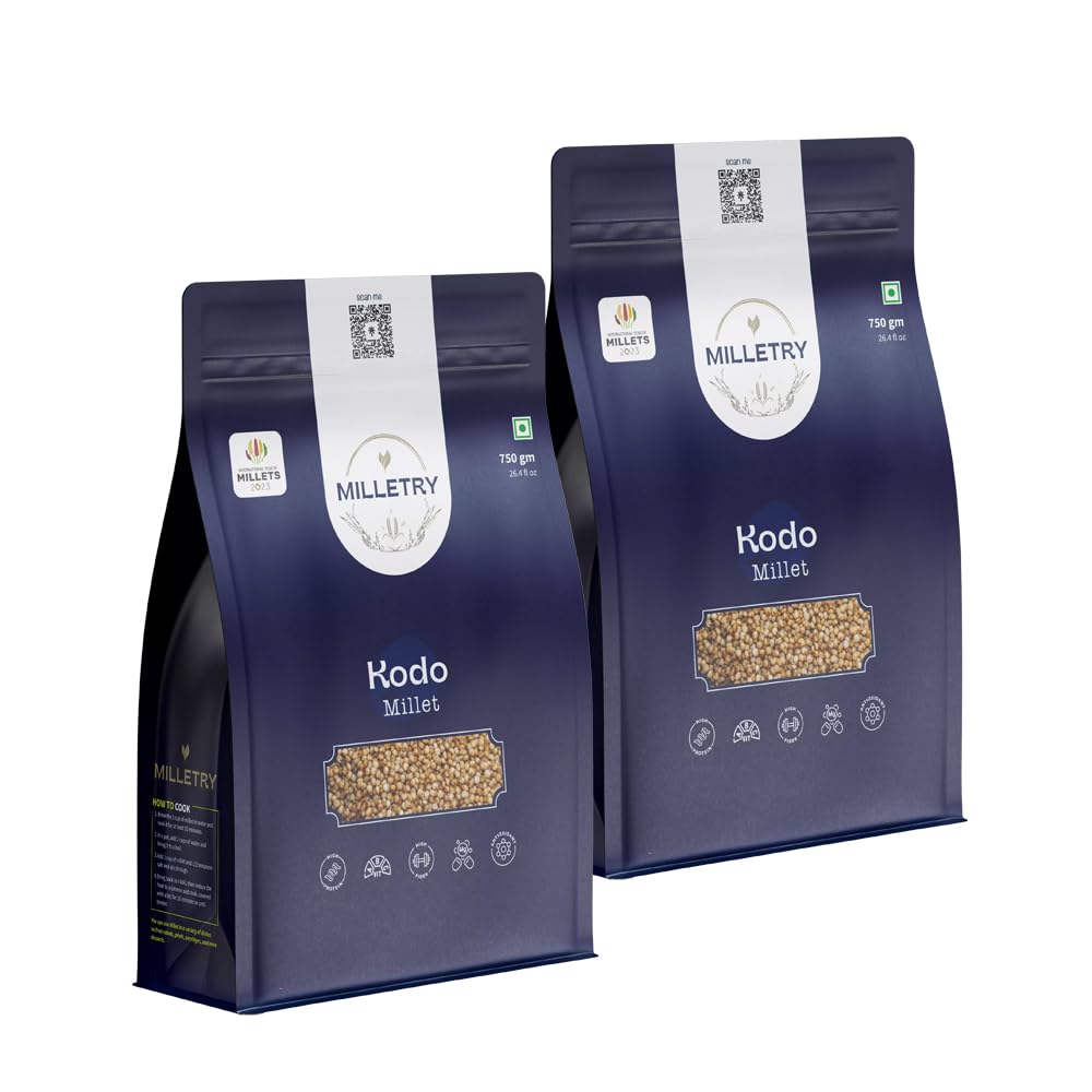 Milletry Grain Combo | Kodo Millet (Kodri) Whole Grain, High Plant Protein & Fiber Millets | 2x750g each