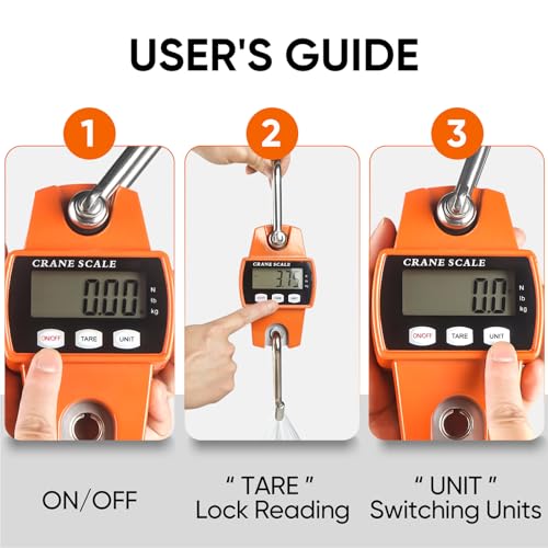 romech 660lb digital hanging scale with cast aluminum case handheld 300kg mini crane scale with hooks for farm hunting fishing outdoor orange