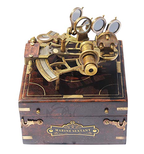 Marine Art Handicrafts '' Brass Sextant With Compass For Birthday, Wedding, Baptism, Mother's Day, Father's Day, Partner, Best Man, Anniversary, Farewell, Graduation, C-3082 #TOP3