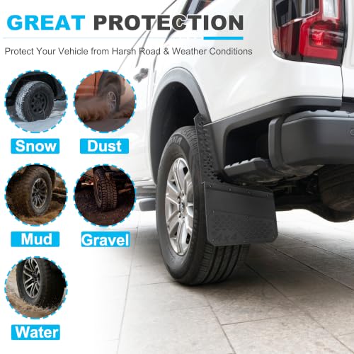 Image of Heavy Duty Mud Flaps, All-Weather Splash Guards, Built for Tough Protection, Universal Fit for Trucks SUVs & Vans, Off-Road & Daily Driving, 4PCS Front & Rear (Factory Black Look)