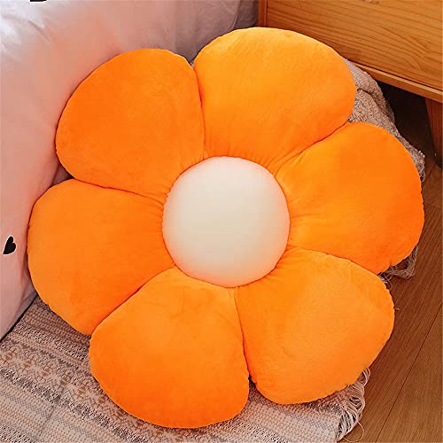 Morbuy Flower Shaped Plush Pillow Cushion Chair Seat Pad, Fluffy Soft Cute Flowers Cushion Floor Tatami Seating Pillow, Bedroom Sofa Reading Corner Decor (50cm/19.6inch,Crystal Velvet Orange)