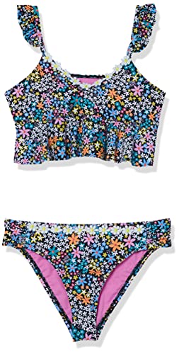 Hobie Girls Cap Sleeve Bralette Bikini Top & Sash Tab Hipster Bottom Swimsuit Set