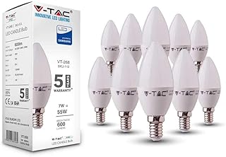 V-TAC Żarówka LED E14, kształt świecy, 7 W (zastępuje 45 W), 4000 K, plastik - opakowanie 10 sztuk