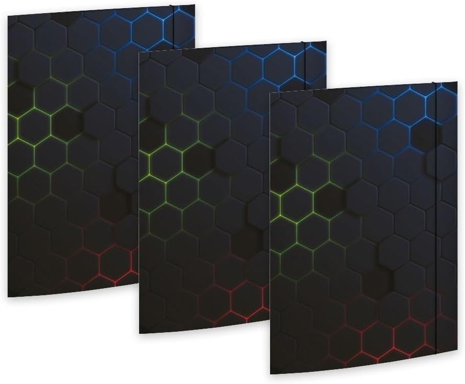 RNK 46332-3 Hexagon Portfolio Folder 240 x 330 mm Pack of 3 DIN A4 with Elastic Closure