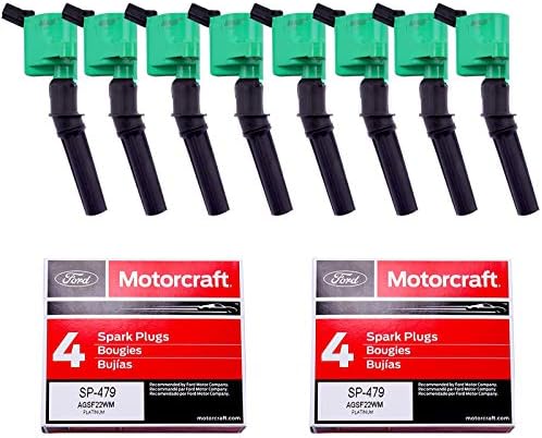 MAS Pack of 8 Green Ignition Coil Pack DG508 + 8Pcs OEM Spark Plug SP479 Compatible with Ford F150 F250 E150 E350 Expedition Excursion Econoline Super Duty Lincoln Navigator 5.4L V8 DG457 DG472 DG491