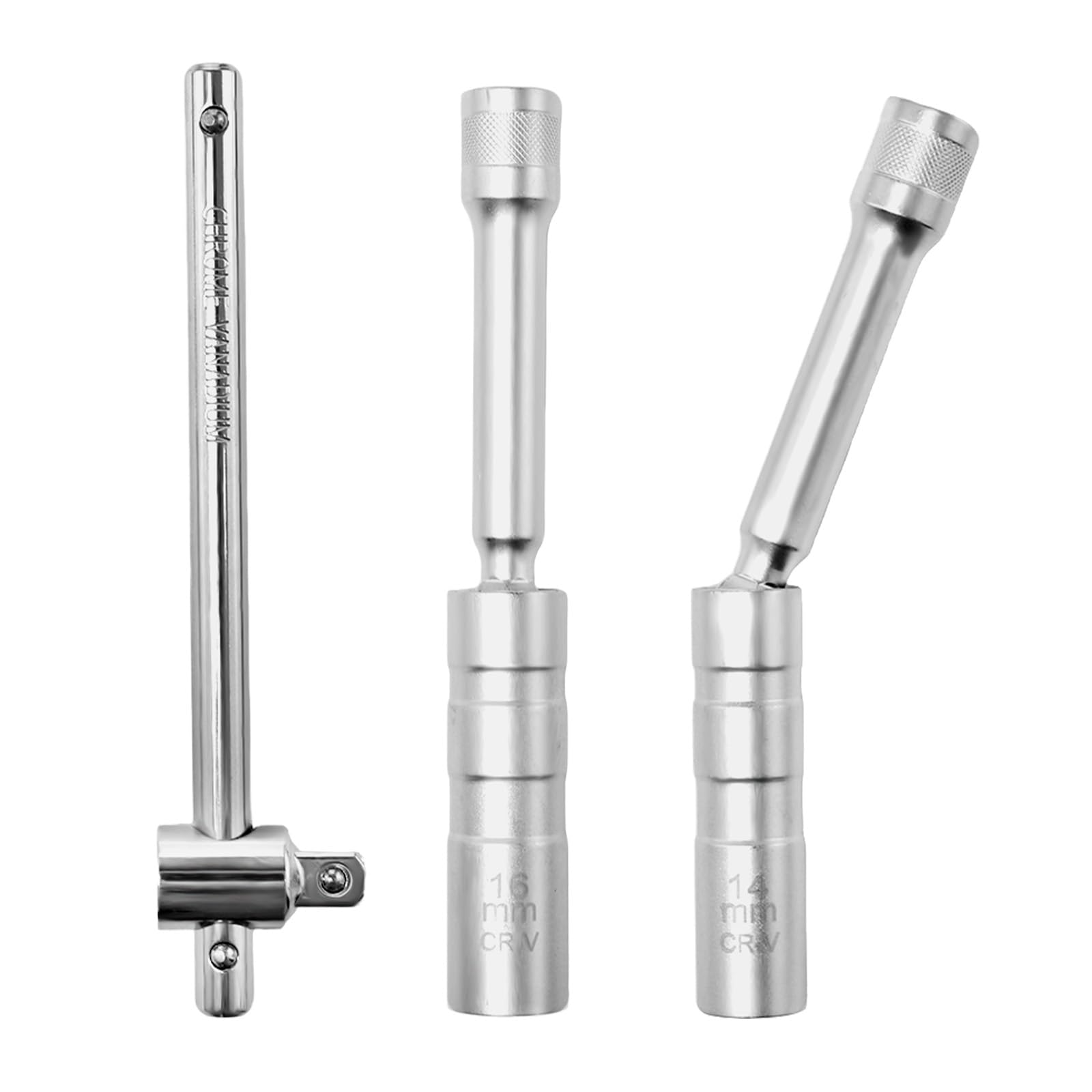 2 Pezzi Chiave Candela 16mm e 14mm, Chiavi per Candelette Magnetico Prolunga 8cm Chiave per Rimozione Presa per Candela Universale Flessibile con Chiave a T Regolabile per Auto e Moto