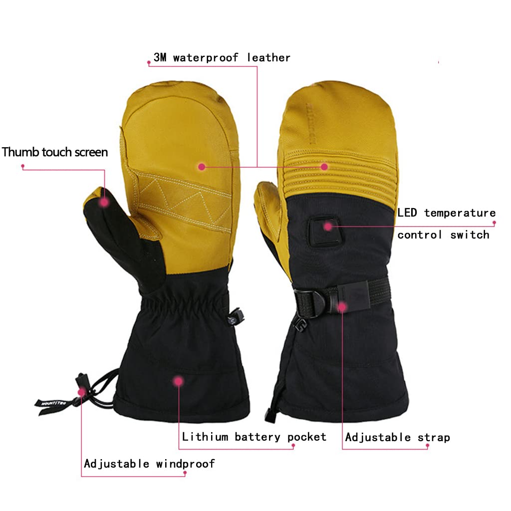 Touch Screen Guanti Caldi per Uomo e Donna Impermeabili,con7.4 V 2200 mAh Batteria Ricaricabile Guanti Invernali Riscaldati