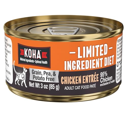 KOHA Limited Ingredient Diet Chicken Pate for Cats - Single Meat Wet Cat Food for Sensitive Stomachs - Pate Cat Food with No Fillers - 3oz Pack of 24