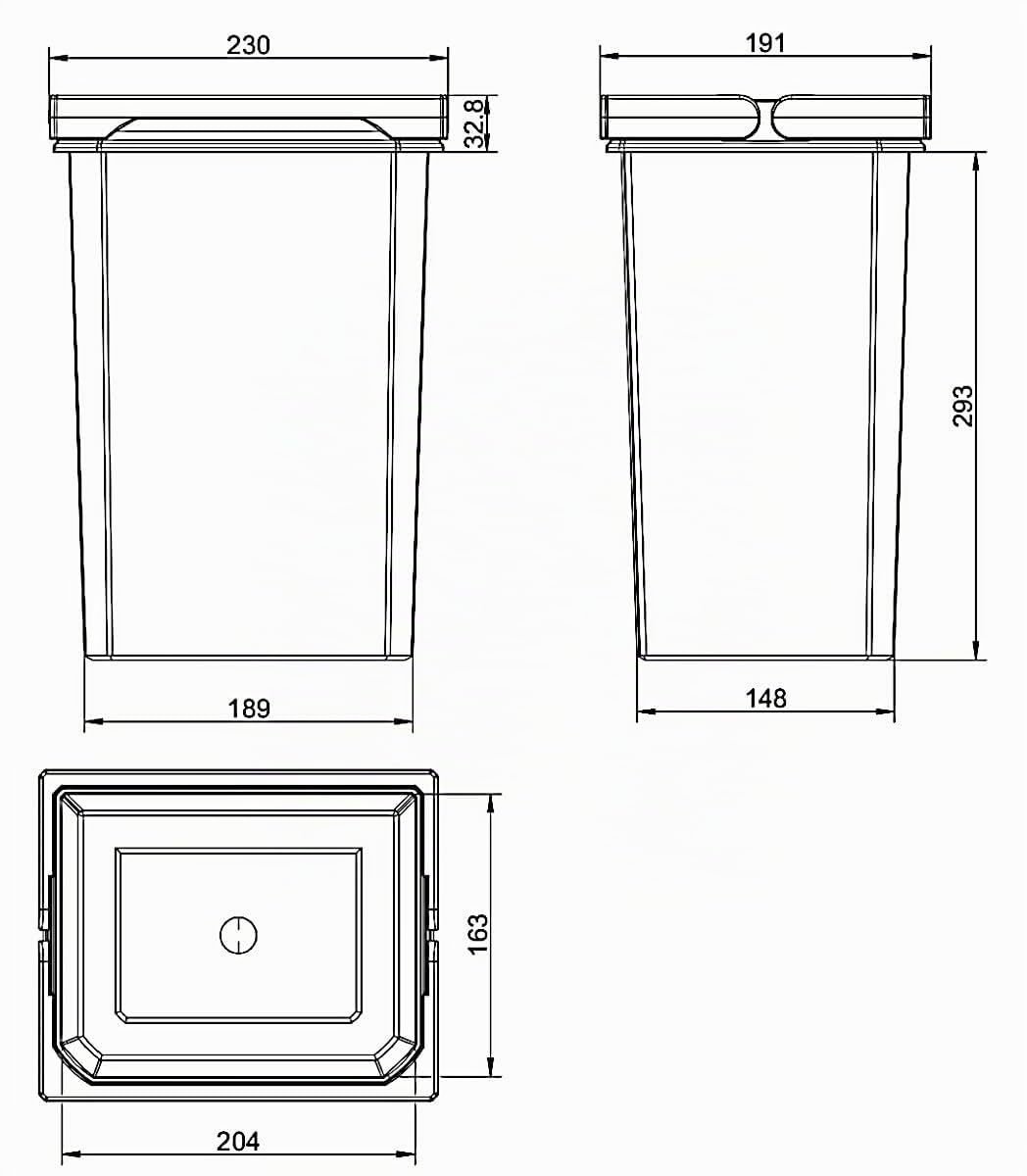 Naber Mülleimer | Modell 8013344 | Volumen 10L | 230 x 191 x 326 mm | Kunststoff Anthrazit