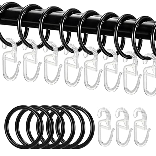 Redamancy 50 Stück Gardinenringe Metall mit 50 Gardinenhaken Vorhangringe mit Haken 32mm Innendurchmesser Gardinenclips für Gardinenstangen Duschvorhang Aufhänger für Tür Wohnzimmer Badezimmer