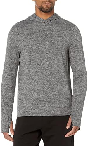 Amazon Essentials Men's Tech Stretch Long-Sleeve Hooded T-Shirt, Black Space Dye, X-Large