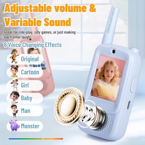 Video Walkie Talkies for Kids, 2 Pack Rechargeable 6-in-1 Video Calling, Long Range, Photo - image 7