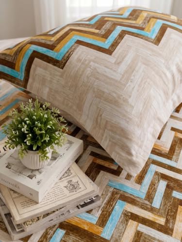 Image of Mafatlal 186 TC Autumn Delight 100% Cotton Single Flat Bedsheet | 60 x 90 Inches | Soft & Breathable Floral Printed Bed Linen | Includes 1 Matching Pillow Cover | Walnut Brown