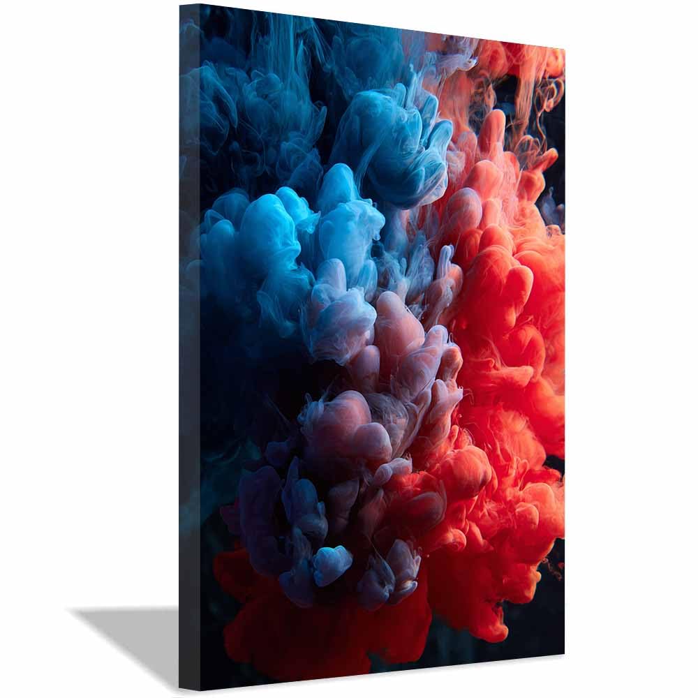 PUQAAEO Arte de pared en lienzo Olas blancas decoración abstracta moderna para habitación,para baño,sala de estar,dormitorio,oficina,pasillo,（multicolor-60x90cm Enmarcado