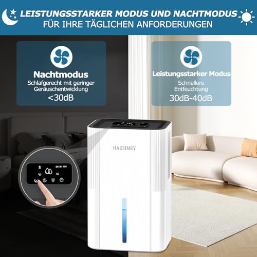 Luftentfeuchter elektrisch 2800ML,Tragbar Dehumidifier for Home mit Abtauen & Timer,Leise raumentfeuchter für Schlafzimmer Keller Badezimmer | 7-Farben LED Licht mit Nachtmodus